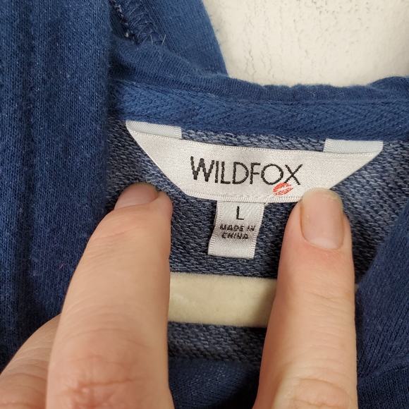 Wildfox Tie Dye Hoodie Womens Size L Boxy Cropped Fit Navy Blue Tie Dye Circle - Picture 5 of 6